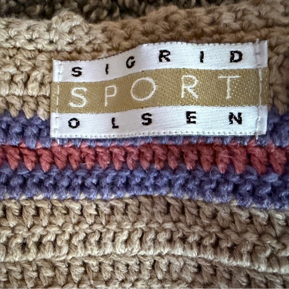 Sigrid Olsen Sport Vest Small Embroidered Knit Ramie Cotton Boho Patchwork Y2K - Picture 9 of 9